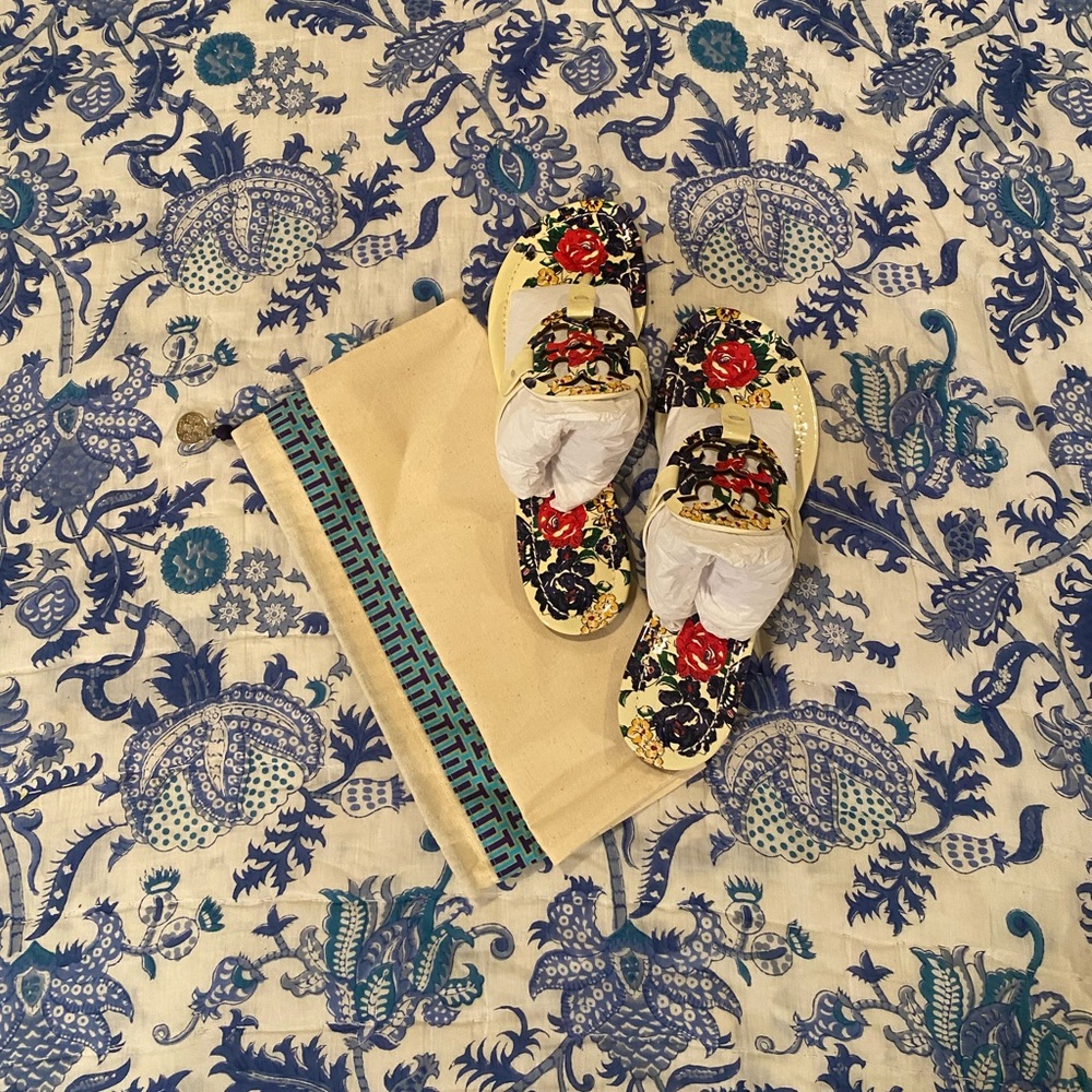 Tory Burch Miller Printed Sandal in Ivory Tea Rose